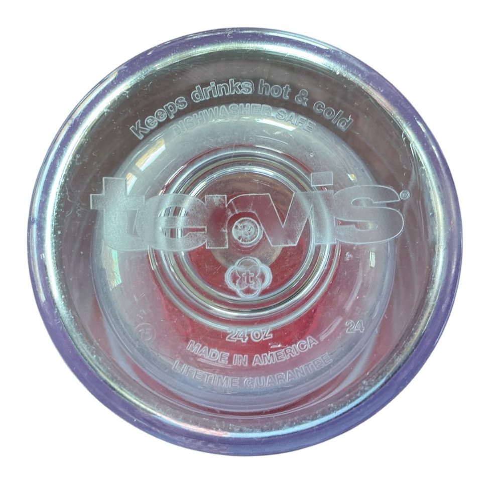 Buc-ees 24oz Clear Plastic Travel Mug/Cup Beaver Tumbler Patch Red Tervis Lid - Picture 2 of 5
